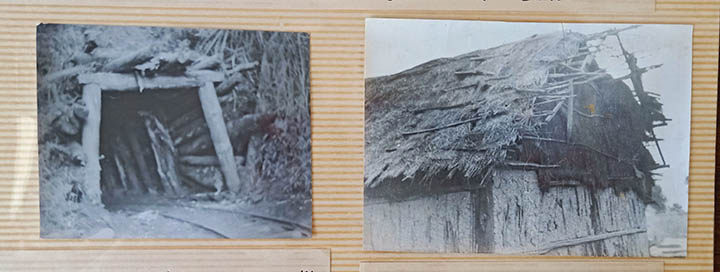 左图为残留的羊桥箐矿井，，，后被外地农民修复开采。右图为残留的工棚。.jpg